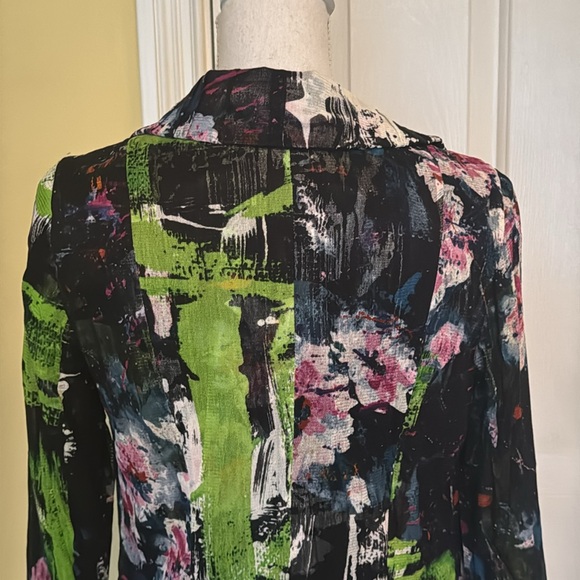 Alberto Makali Multicolor Silk Jacket w/ Mesh Overlay - Picture 6 of 11